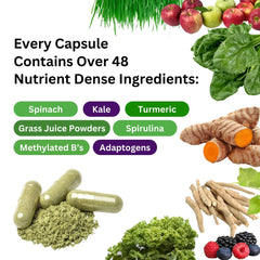 Paradise Herbs Earth's Blend capsules close-up highlights enzymes active vitamins for absorption.