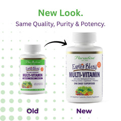 Paradise Herbs Earth's Blend on spoon with capsules for easy daily use.