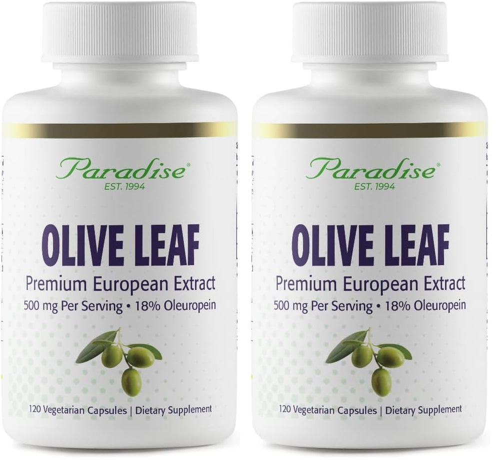 Paradise Herbs Olive Leaf Extract bottle close-up showing purity for daily wellness.