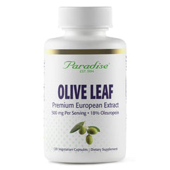 Paradise Herbs Olive Leaf Extract bottle, ultra-pure Mediterranean formula for daily wellness