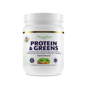 Paradise Herbs ORAC Energy Powder tub and label highlight 20 g protein and antioxidant greens.