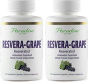Paradise Herbs Resveragrape bottle may support daily vitality with a polyphenol-rich formulation.