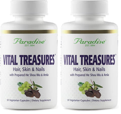 Paradise Herbs Vital Treasures capsules for hair, skin, and nails support and daily vitality.