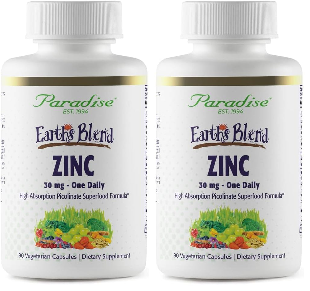 Paradise Herbs zinc picolinate bottle highlights premium immune support