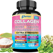 Parrox Collagen 14-in-1 bottle front for daily skin, hair, nails support