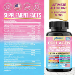 Parrox Collagen 14-in-1 capsules close-up showing easy-to-swallow capsules