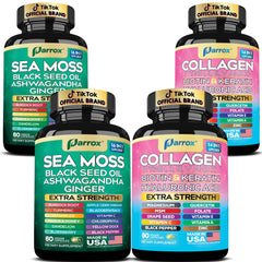 Parrox Radiant Wellness Sea Moss capsules bottle for daily botanical support.