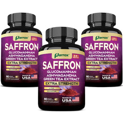 Parrox saffron supplement bottle for daily vision-support routine.