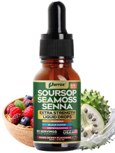 Parrox Soursop Seamoss Senna bottle pour for convenient daily dosing and wellness.