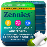 Parrox Zennies wintergreen pouch closeup showing clean energy and focus.