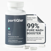 partiQlar nicotinamide riboside bottle with 60 capsules supports cellular health.