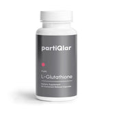partiQlar Pure L-Glutathione bottle supports daily antioxidant wellness.