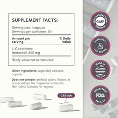 partiQlar Pure L-Glutathione label closeup highlights reduced glutathione formulation.