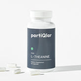 partiQlar Pure L-Theanine bottle supports daily calm and focused moments.