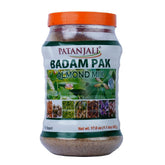 Patanjali Badam Pak Almond Mix pack shows a premium, ready-to-eat snack for anytime