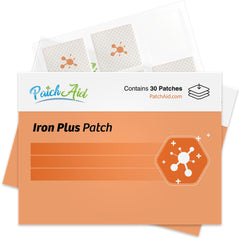 PatchAid Iron Plus patch on the upper arm for discreet daily wear.