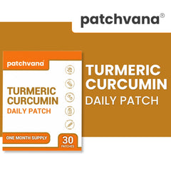 Patchvana turmeric patch with a clear finish blending with skin.