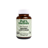 Pat's Herbals Lion’s Mane bottle with 1000 mg capsules for daily focus.