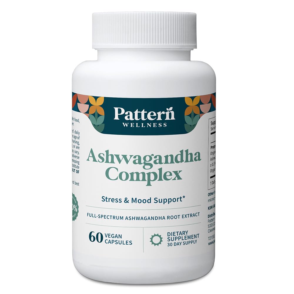 Pattern Wellness Ashwagandha Complex bottle front for natural stress support