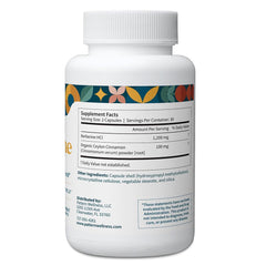 Pattern Wellness Berberine Cinnamon label highlights ingredients and third-party tested quality.