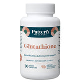 Pattern Wellness glutathione supplement bottle for daily antioxidant support.