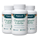 Pattern Wellness Odorless Garlic bottle label highlights 1000 mg per capsule for daily wellness.