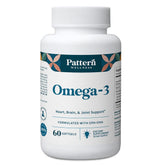 Pattern Wellness Omega-3 softgels bottle front for daily brain and heart support