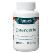 Pattern Wellness quercetin bottle front for daily antioxidant support and immune-friendly wellness.