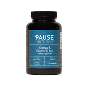 The Pause Life omega3-d-k2 softgels front view supports daily heart and immune wellness
