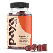 Paya Health skin retinol gummies jar highlighting skin support benefits.