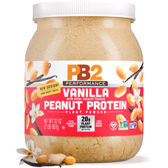PB2 Performance Peanut Vanilla bottle highlighting zero added sugars for a clean protein option