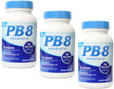 PB8 Probiotic 3-Pack bottle front with 120 capsules for daily digestive support.
