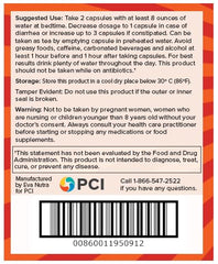 PCI Cleanse Herbal Remedy capsules close-up illustrating easy-to-swallow pills.