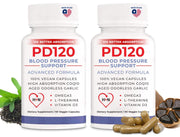 PD120 natural blood pressure supplement bottle showing convenient capsules for daily support