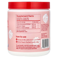Peach Perfect Creatine Blend pink lemonade shake dissolves smoothly for flavor and hydration.
