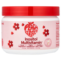 Peach Perfect Inositol pink lemonade bottle for daily wellness support and balanced energy.