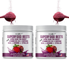 Peacock Max beet powder front label shows organic beetroot and berry flavor.