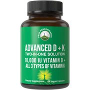 Peak Performance advanced vitamin D and K bottle front with high-potency capsules for daily support.