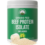 Peak Performance grass-fed beef protein powder tub front for versatile shakes