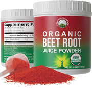 Peak Performance Organic Beet Root Powder jar shows premium quality and vibrant color