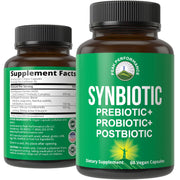 Peak Performance Synbiotic bottle front view showing 3-in-1 capsules for daily gut support.