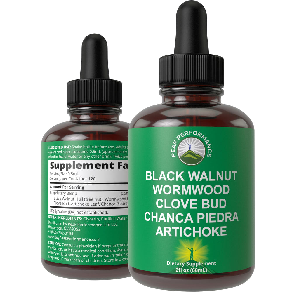 Peak Performance Wormwood bottle label for daily digestive wellness