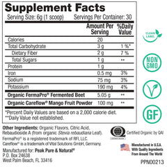 Fermented beet powder dispensing scoop highlighting higher nitrate bioavailability potential