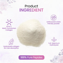 Peakhealth unflavored collagen powder dissolving into a beverage