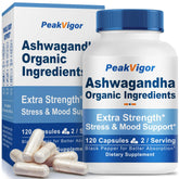 PeakVigor Ashwagandha bottle close-up for daily stress support