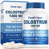 PeakVigor Bovine Colostrum Capsules bottle front showing label for immune support.