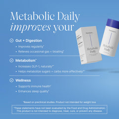 Pendulum Metabolic Daily label detail highlights Akkermansia muciniphila and probiotic blend.