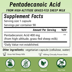 Pentieadecaflex pentadecanoic acid label closeup showing quality.