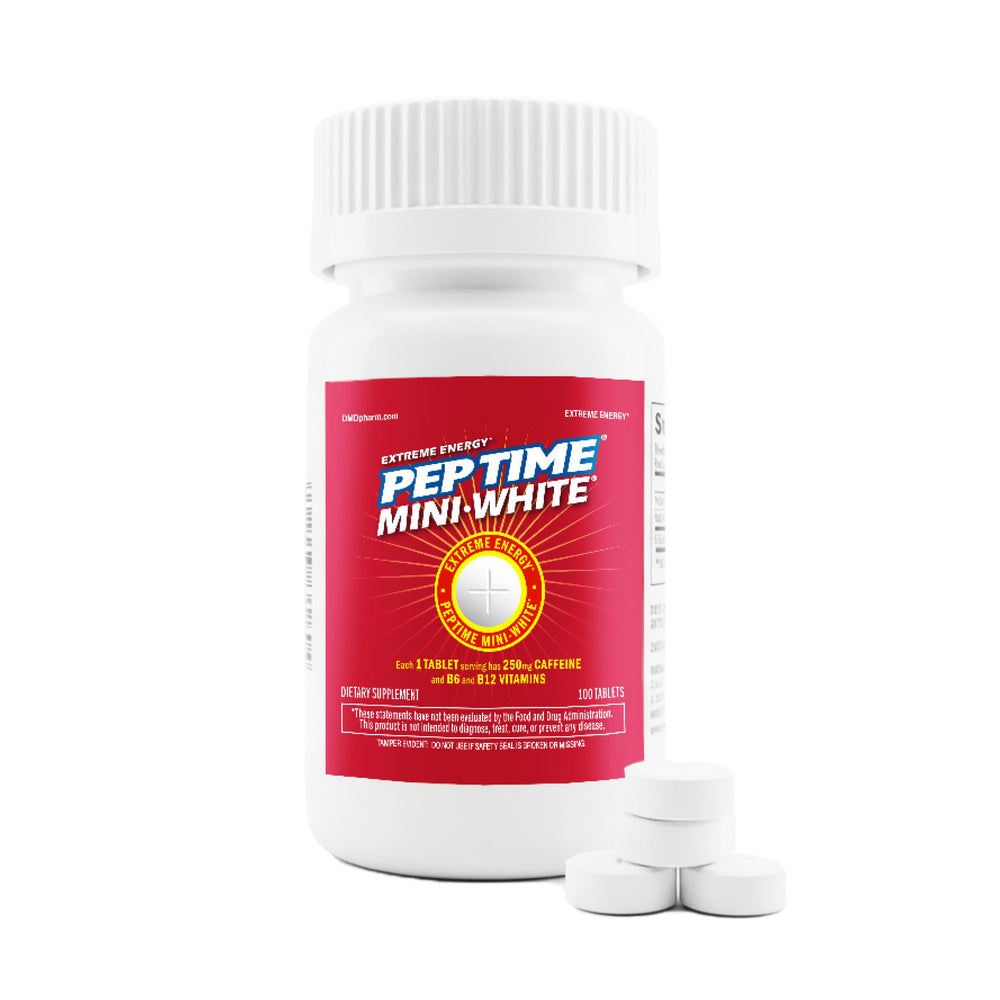 PEPTIME Mini White tablet front view for quick on-the-go energy
