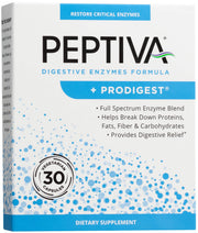 Peptiva Digestive Enzymes bottle front, supports comfortable digestion